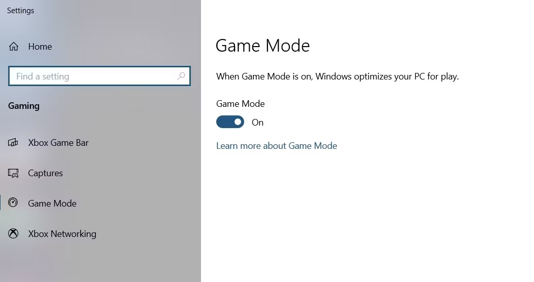 بهینه سازی Gaming Mode در ویندوز 10